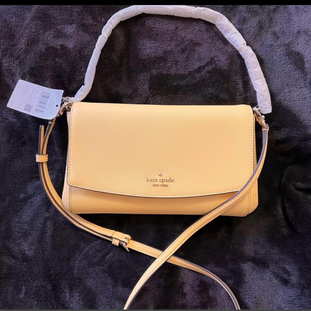 Kate Spade Yellow Madison Crossbody Bag with Gold Accents